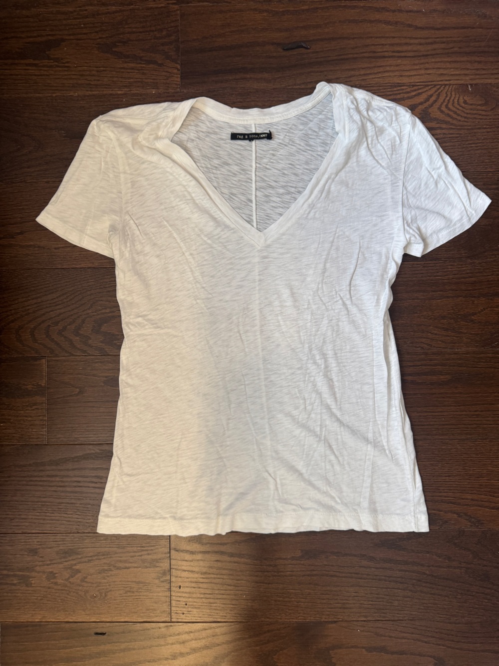 rag & bone White V-Neck Short Sleeve Tee